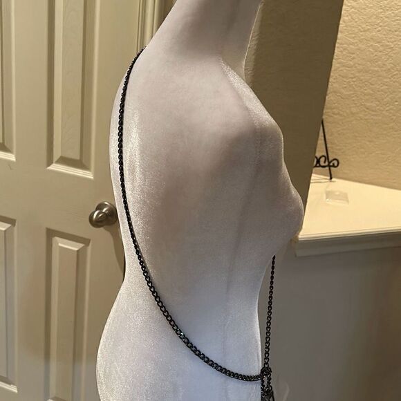 Unbranded 50" Attachable Long Wallet Crossbody Chain Gunmetal Silver Link New - Picture 2 of 6